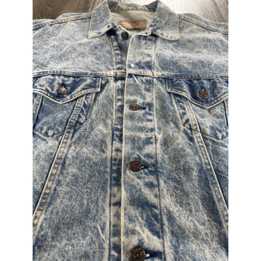 Vintage 80s Levi's 70507 Acid Wash Denim Trucker Jacket Made in USA Size Large - Picture 4 of 11